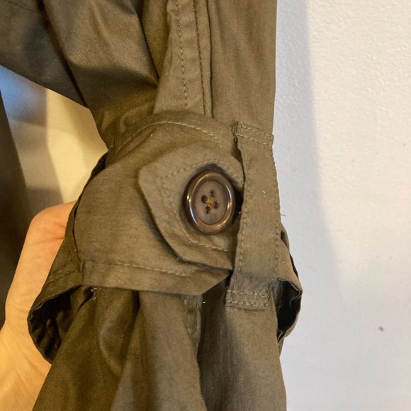 Vintage Burberry Green Silk Trench Coat Sz 6 / M/L - Picture 9 of 16